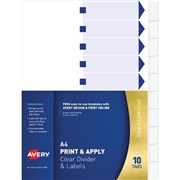 Avery Indexmaker 930113 A4 10 Tab White Punched Set  Ctn10