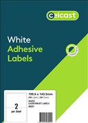 Celcast 48002 Laser Inkjet Labels 2UP 1996 x 1435mm White Pack 100