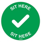 Sit Here Adhesive Seating Stickers 200mm Diameter Green and White