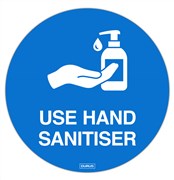 Use Hand Sanitiser Adhesive Floor Stickers 250mm Diameter Blue and White