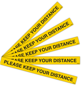 Please Keep Your Distance 500mm L x 50mm H Yellow and Black Pack 5
