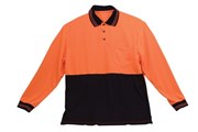TSCO HiVis 3813ONXL Two Tone Cool Breathe Polo Shirt Long Sleeve Extra Large Orange