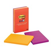 Post It Notes 660 3SSAN 101 x 152mm Super Sticky Lined Marrakesh Assorted Pack 3