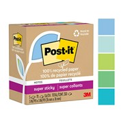 Post It 6545SST Super Sticky Recycled Notes 76 x 76mm Bora Bora Pack 5 654R5SST