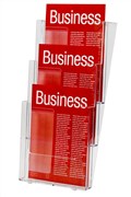 Esselte 39672 Brochure Holder A4 Three Tier Three Compartment Wall Mount Clear