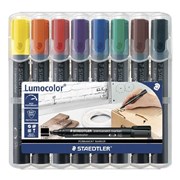 Staedtler 350WP8 Lumocolor Permanent Chisel Assorted Wallet 8