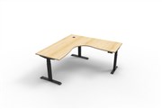 Boost Plus Sit Stand Corner Workstation 1500mm x 1500mm x 750mm Black Frame Natural Oak Top