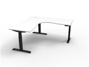 Boost Plus Sit Stand Corner Workstation 1500mm x 1500mm x 750mm Black Frame Natural White Top