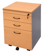 Pedestal Mobile 3 Drawer 1 x File  2 x Box Drawers Lockable Beech Ironstone