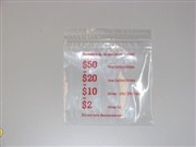 Coin Bags Resealable Clear Plastic Red Print 110 x 100mm Pack 1000