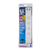 Jackson PT2929 Power Board 4 Way 4 USB 1m Cord
