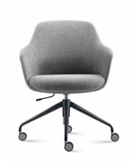 Aspen Tub Chair 4 Star Swivel base on Casters in Light Grey Fabric