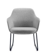 Aspen Tub Chair Black Sled Base in Light Grey Fabric