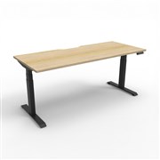 Boost Plus Single Sided Workstation 1800mm x 750mm Black Frame with Natural Oak Top