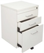 Pedestal Mobile 3 Drawer 1 x File  2 x Box Drawers Natural White
