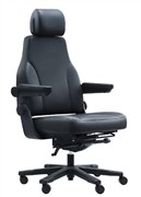 Stanza Multi Shift 24 Hour Chair High Back  Headrest with Arms  Seat Slider in Black Leather