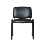 Nova Visitors Chair 4 Leg Stackable Black Frame with Seat  Backrest in Black PU